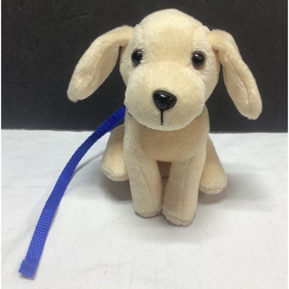 Our Generation 6" Yellow Lab Plush Stuffed Puppy Dog with Blue Collar and Leash